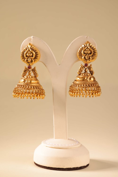 Theyyampattil gold jimikki earrings — Kerala traditional